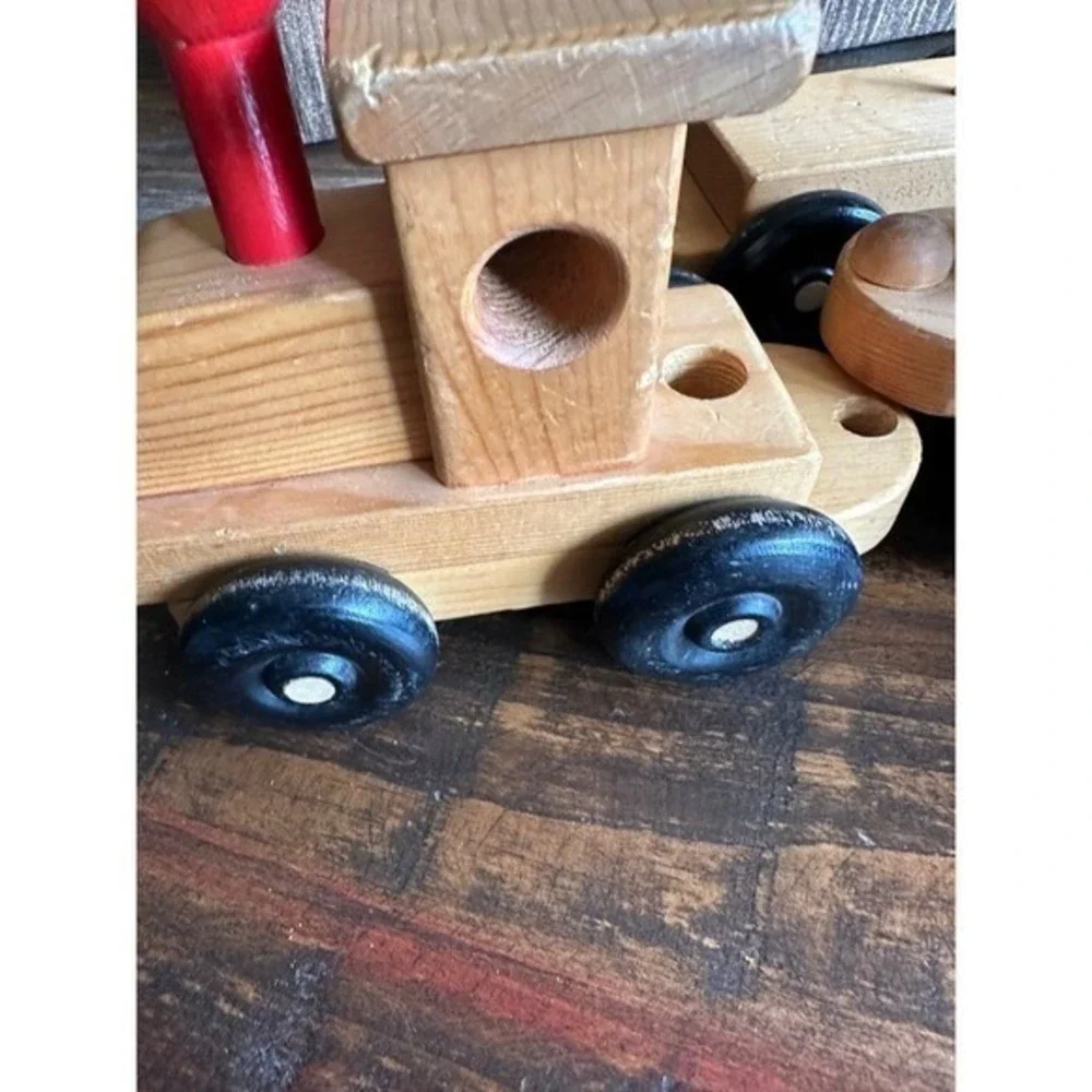 Train Set Vintage Wood S‎ & V Toys Locomotive & 4 Cars Davenport Iowa 8